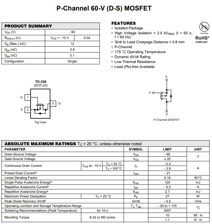 SI2309CDS-T1-GE3參數(shù)