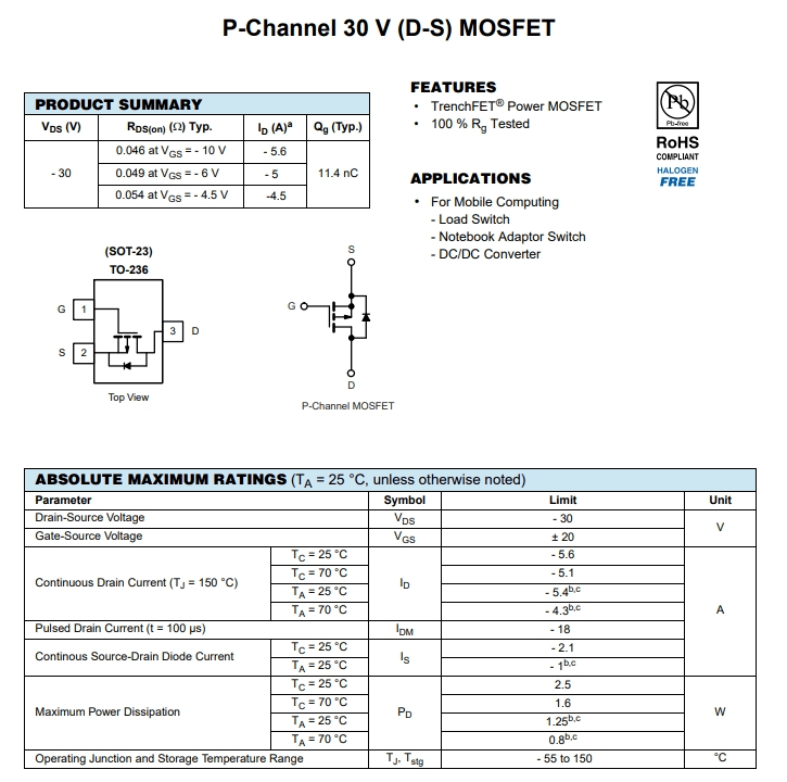 AO3401參數 AO3401參數