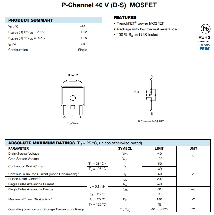 SUD50P04-08-GE3參數
