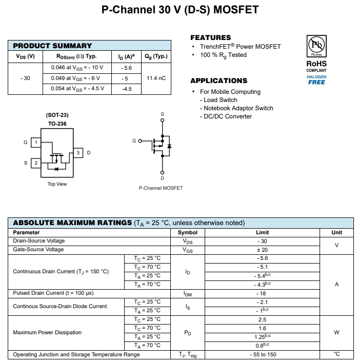 SI2371EDS-T1-GE3參數