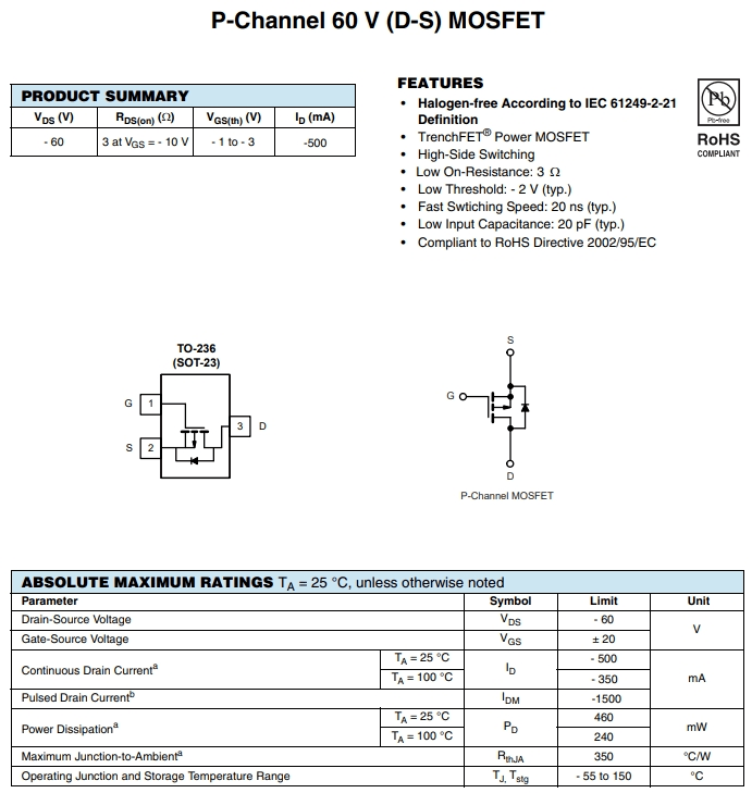 TP0610K-T1-E3參數